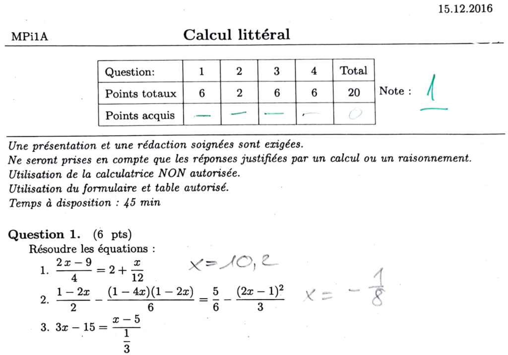 Test de Maths de Matteo Test de Maths en Matu Pro